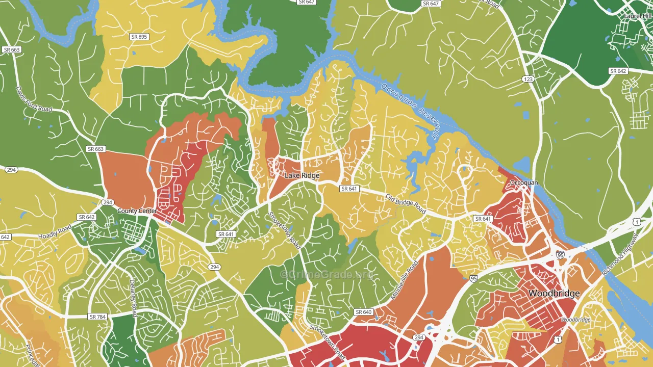 Lake Ridge, VA Map of Assault Rates