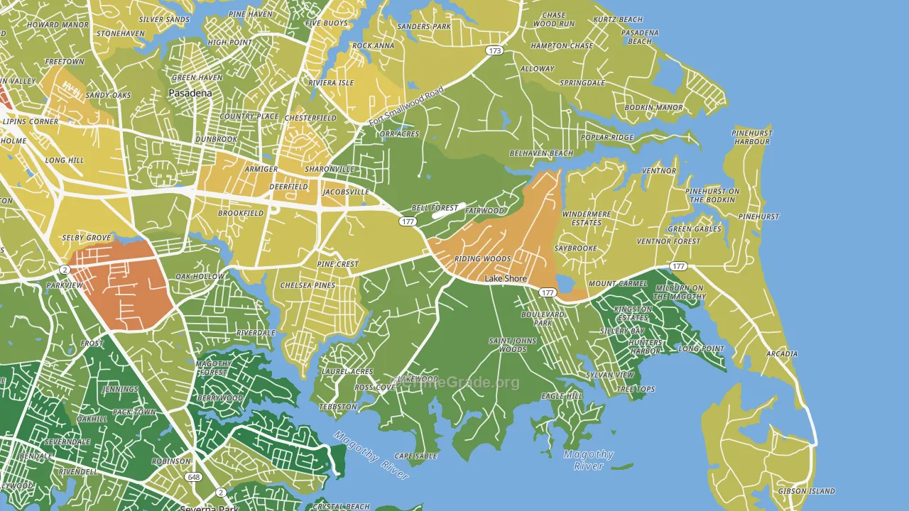Lake Shore, MD Map of Assault Rates