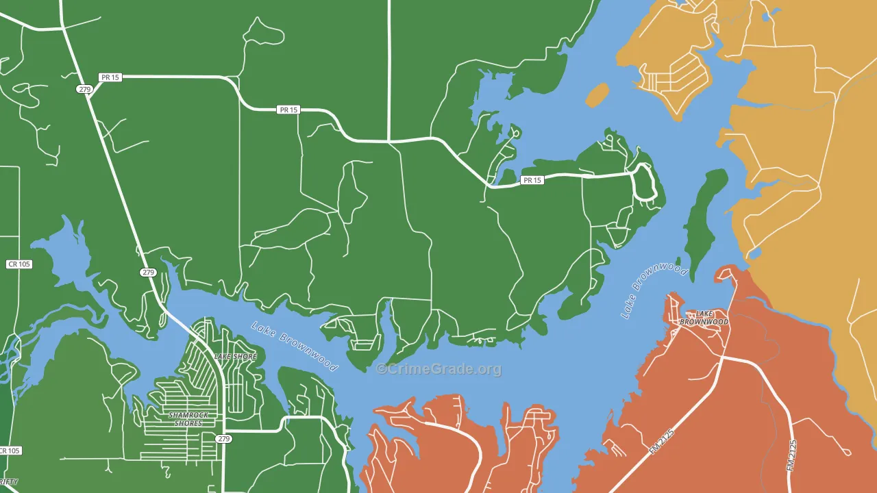 Lake Shore, TX Map of Assault Rates