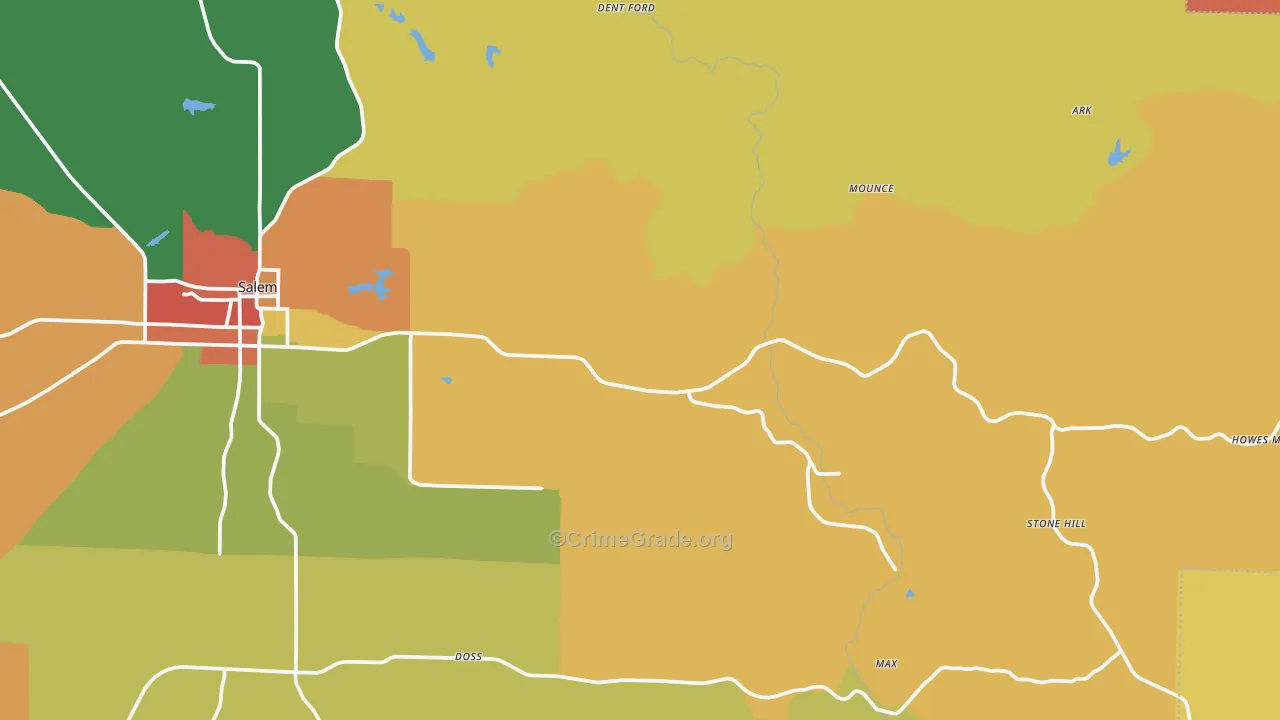 Lake Spring, MO Map of Assault Rates
