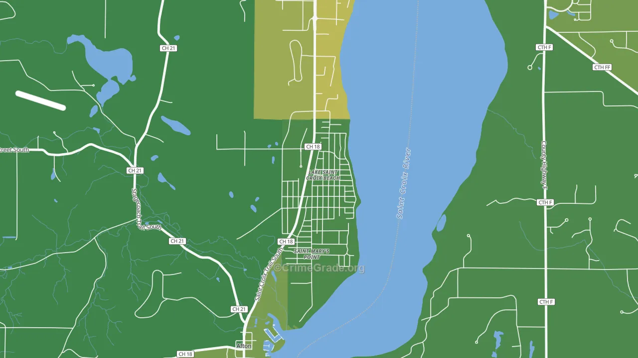 Lake St. Croix Beach, MN Map of Assault Rates