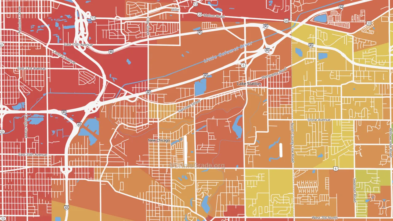 Lake Station, IN Map of Assault Rates