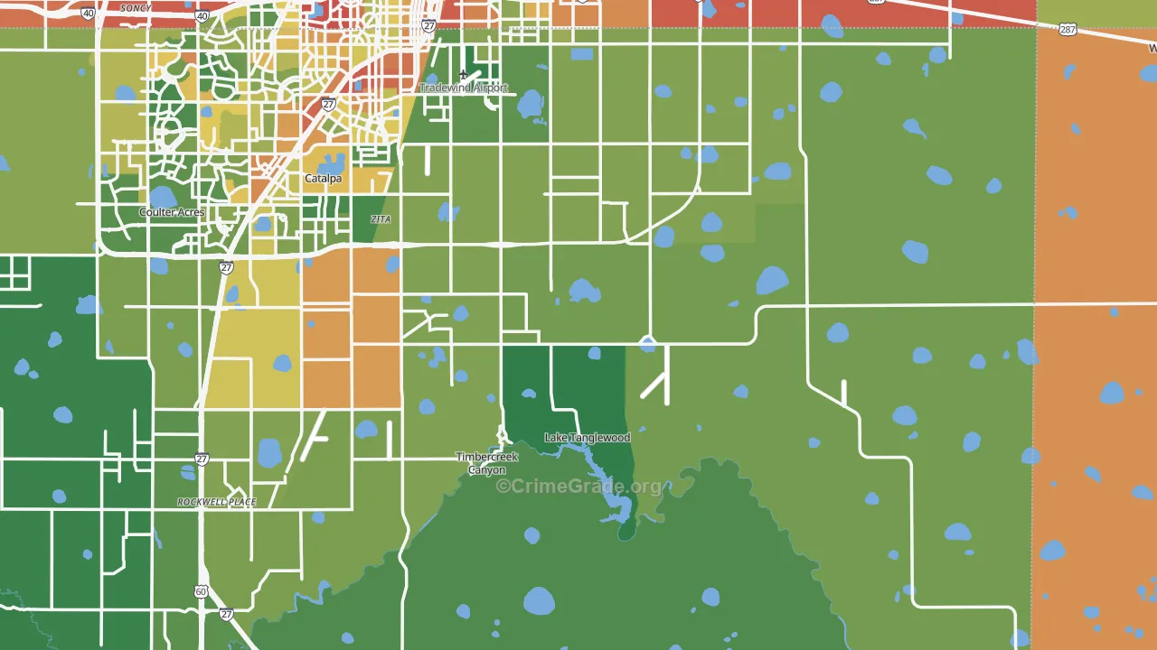 Lake Tanglewood, TX Map of Assault Rates