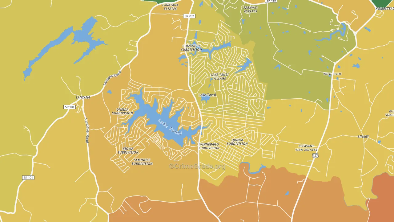 Lake Tansi, TN Map of Assault Rates