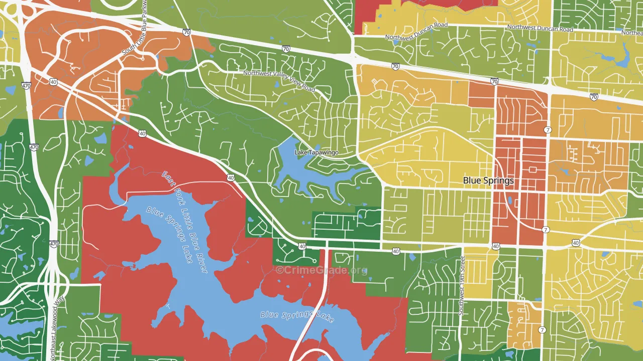 Lake Tapawingo, MO Map of Assault Rates