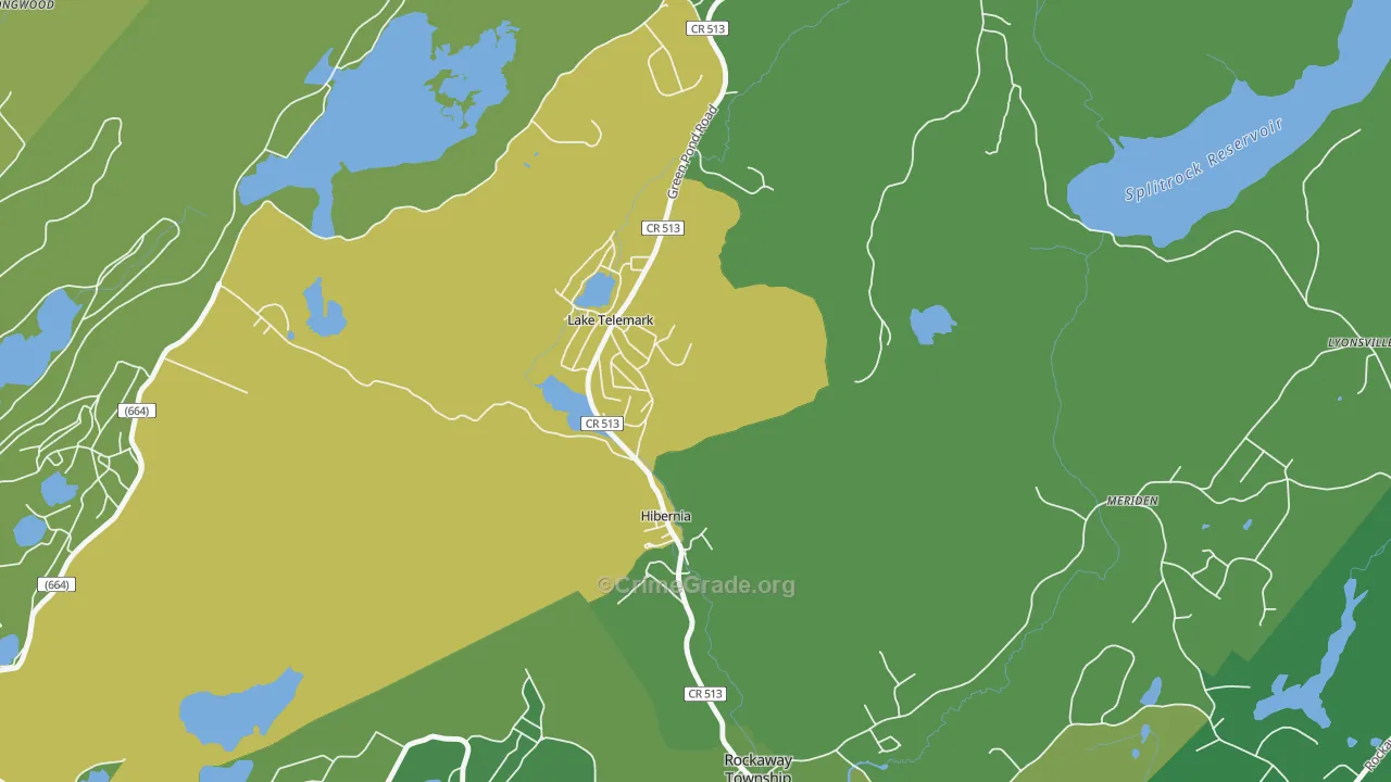 Lake Telemark, NJ Map of Assault Rates