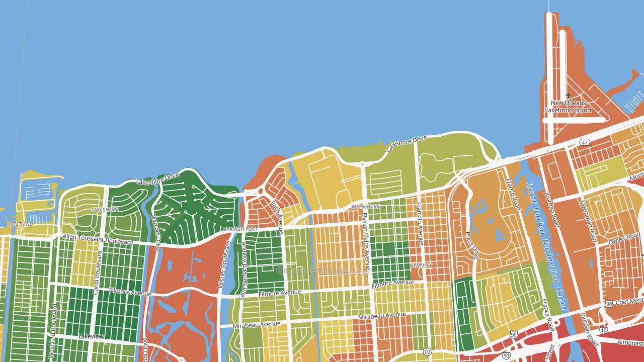 Lake Terrace and Oaks, New Orleans, LA Map of Assault Rates