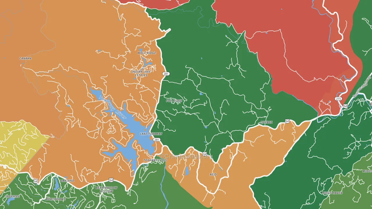 Lake Toxaway, NC Map of Assault Rates