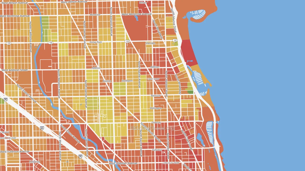 Lake View, Chicago, IL Map of Assault Rates