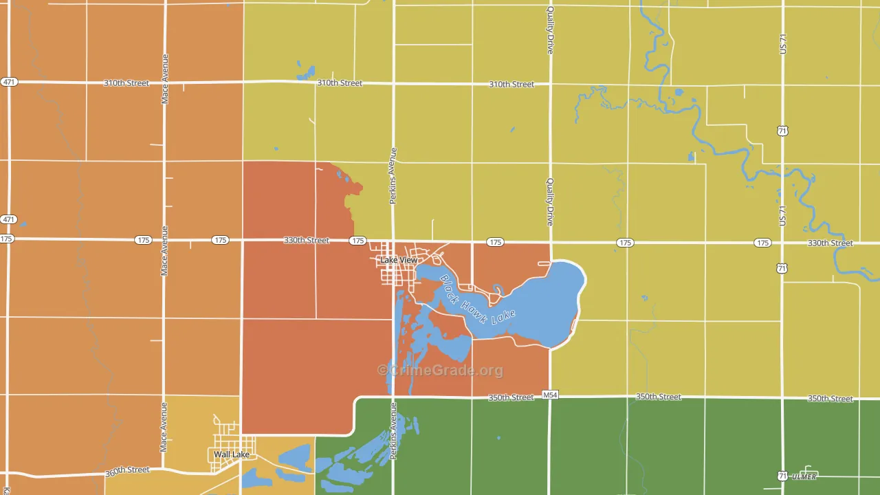 Lake View, IA Map of Assault Rates