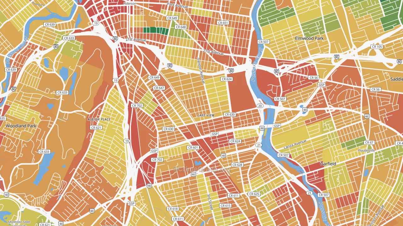 Lake View, Paterson, NJ Map of Assault Rates