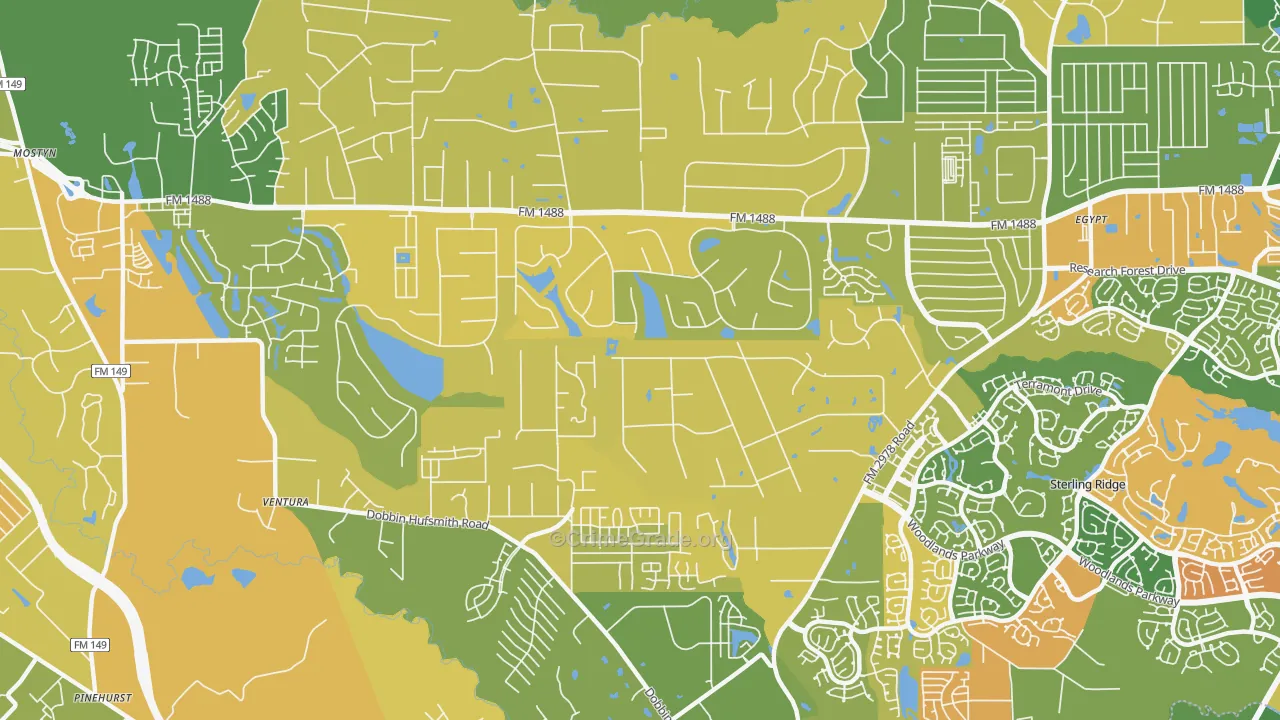 Lake Windcrest, Magnolia, TX Map of Assault Rates
