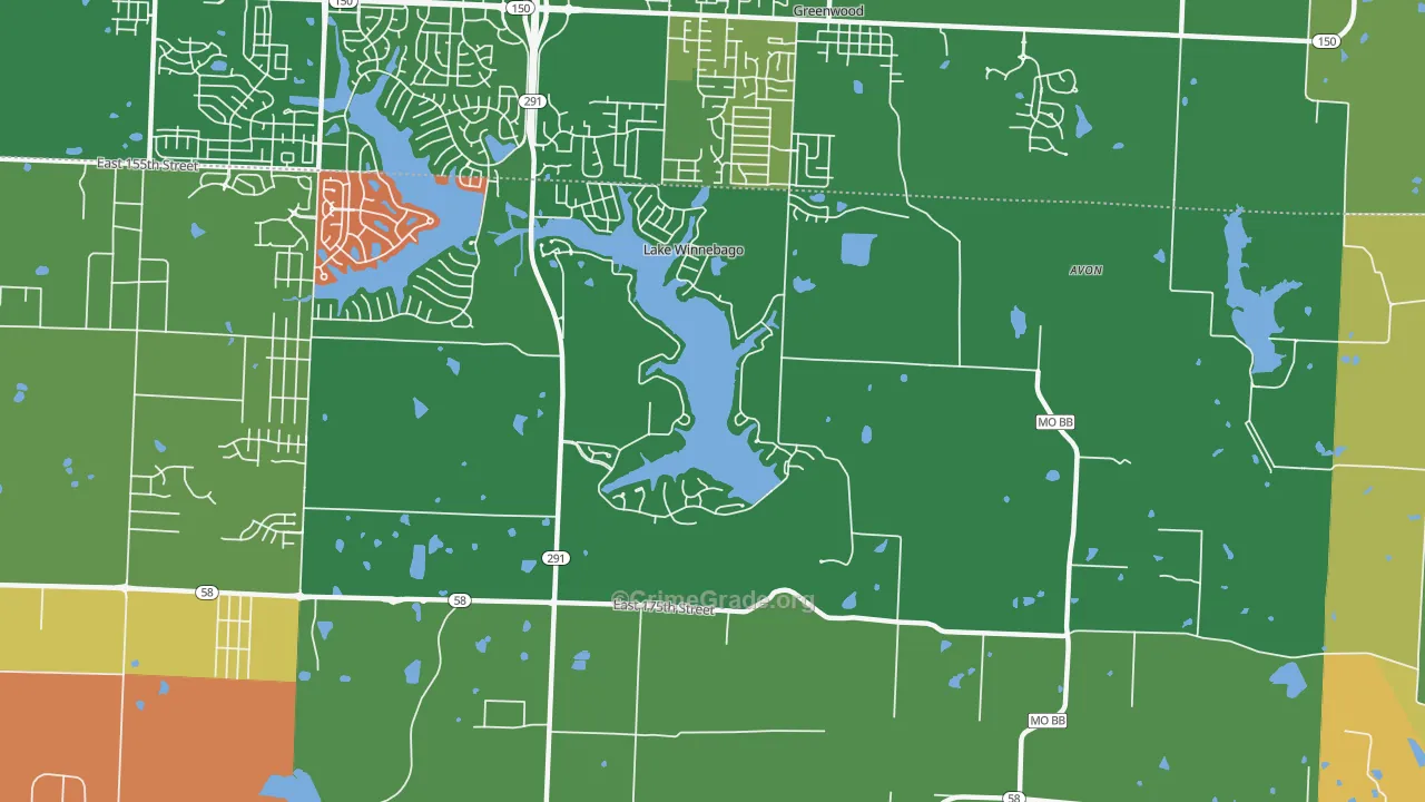 Lake Winnebago, MO Map of Assault Rates