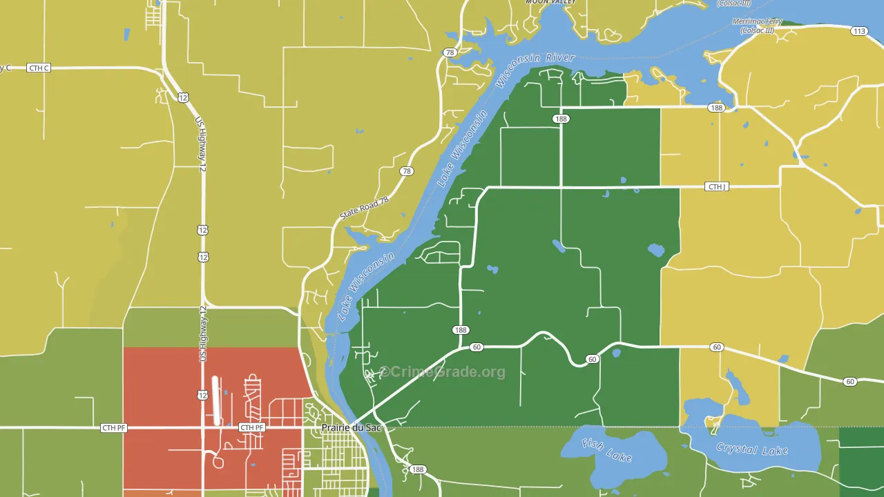 Lake Wisconsin, WI Map of Assault Rates