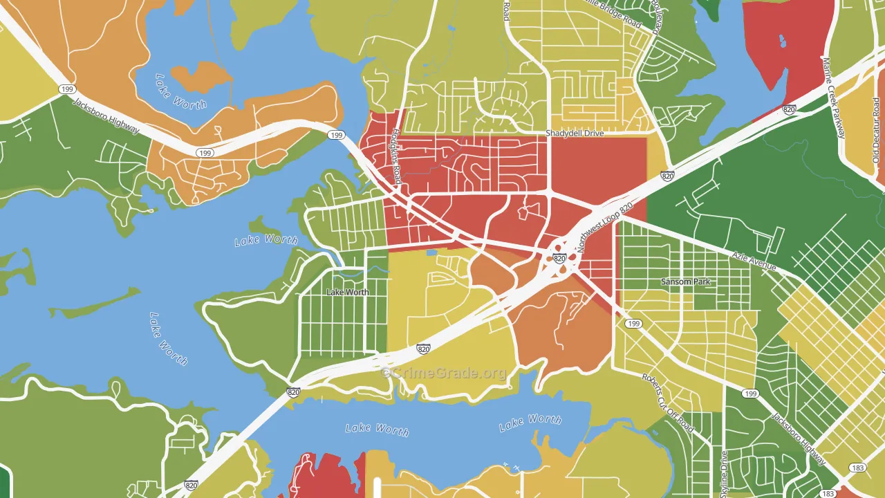Lake Worth, TX Map of Assault Rates