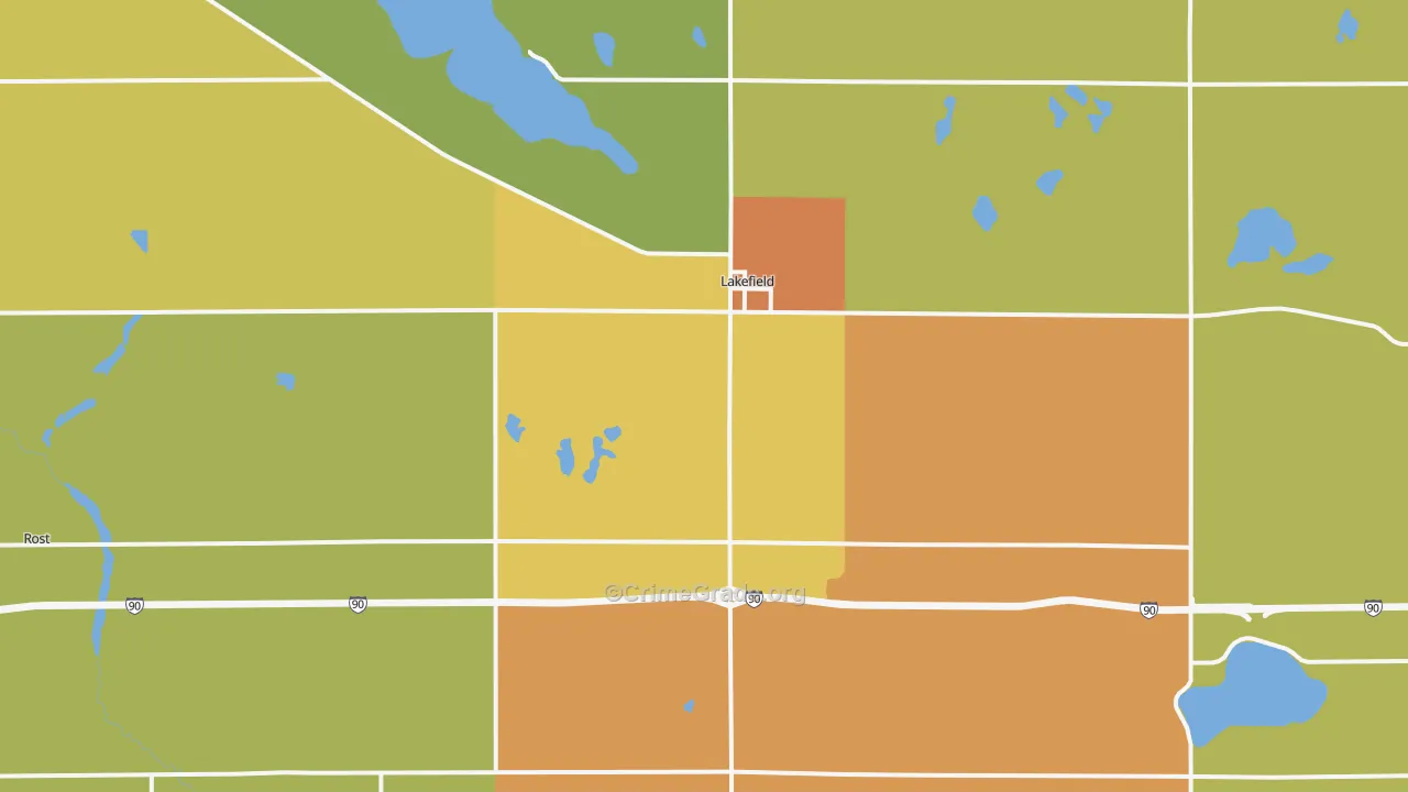 Lakefield, MN Map of Assault Rates