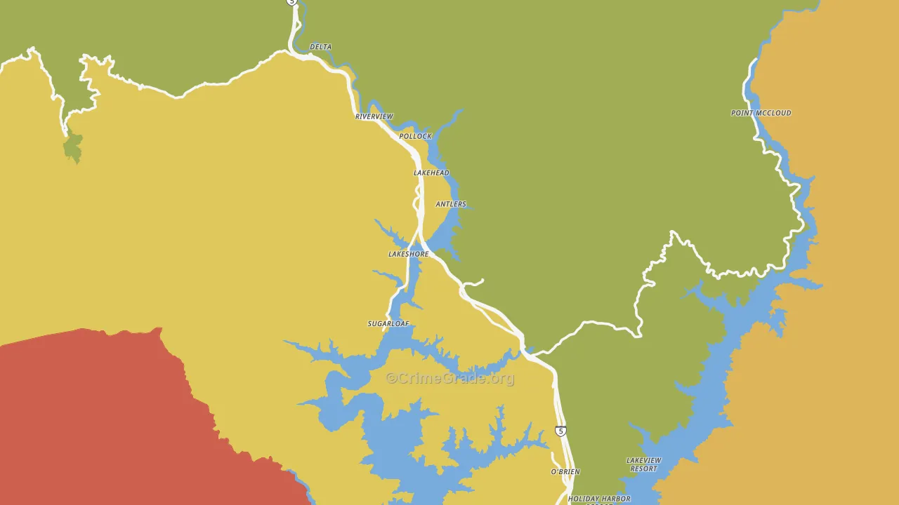 Lakehead, CA Map of Assault Rates