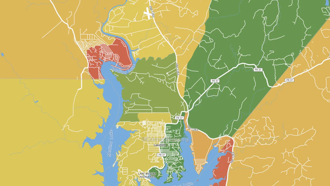 Lakehills, TX Map of Assault Rates