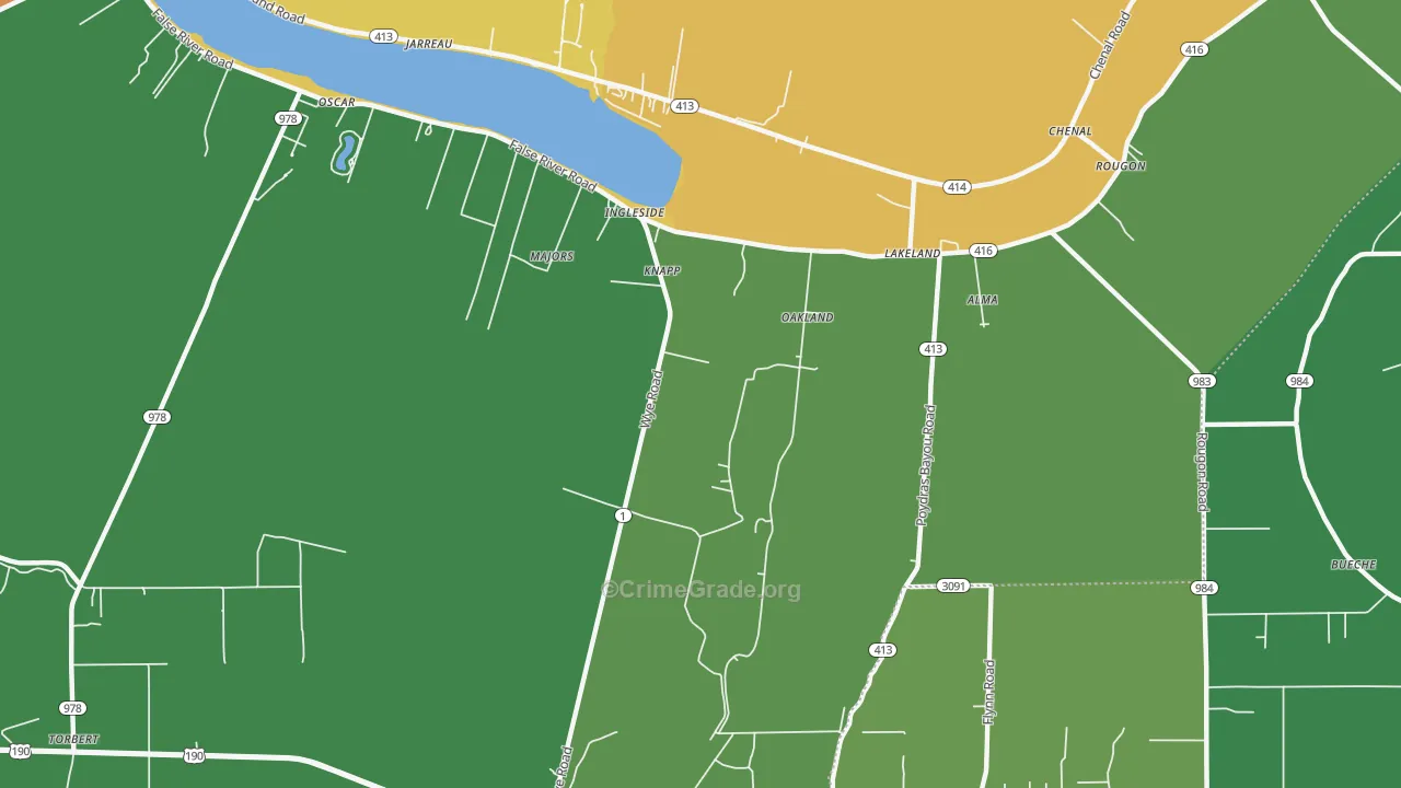 Lakeland, LA Map of Assault Rates
