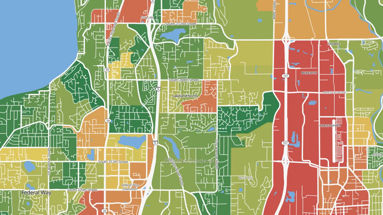 Lakeland North, WA Map of Assault Rates