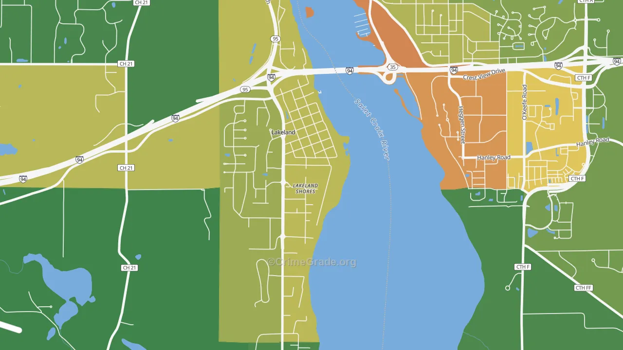 Lakeland Shores, MN Map of Assault Rates