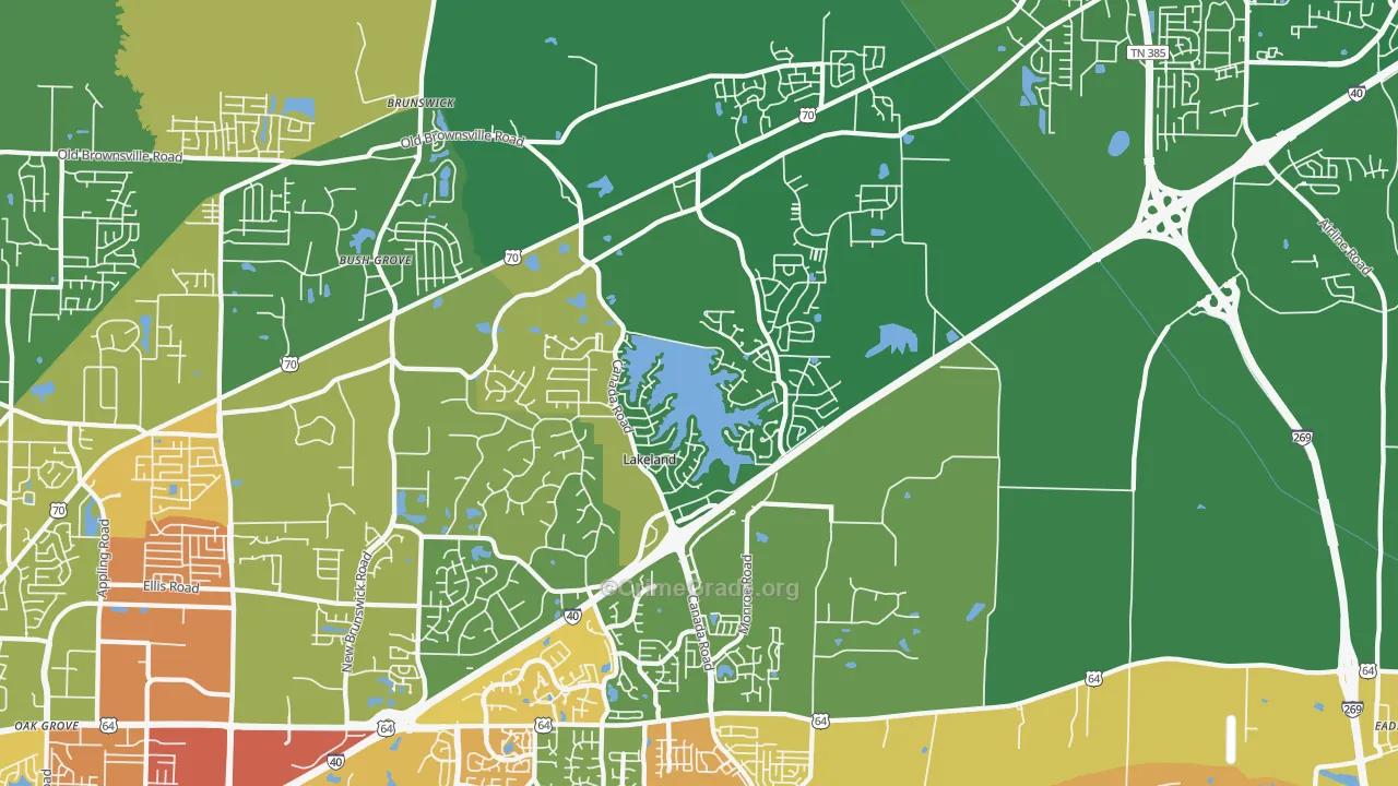 Lakeland, TN Map of Assault Rates