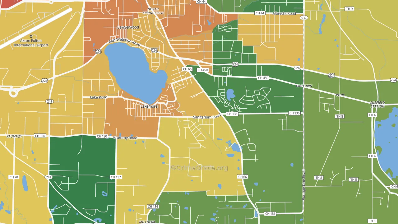 Lakemore, OH Map of Assault Rates