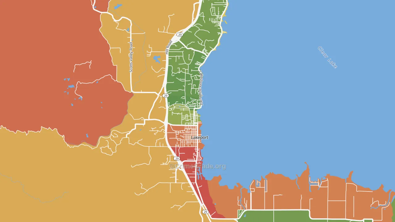 Lakeport, CA Map of Assault Rates