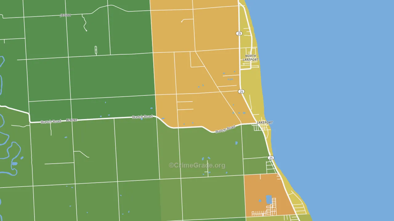 Lakeport, MI Map of Assault Rates