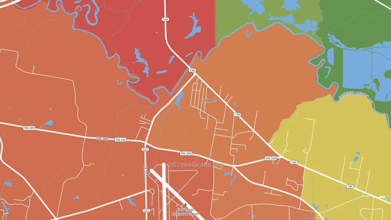 Lakeport, TX Map of Assault Rates