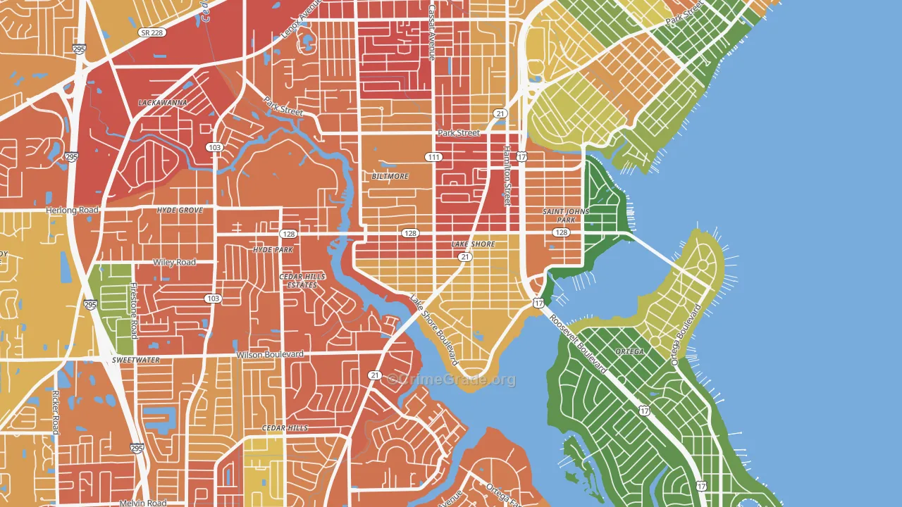 Lakeshore, Jacksonville, FL Map of Assault Rates