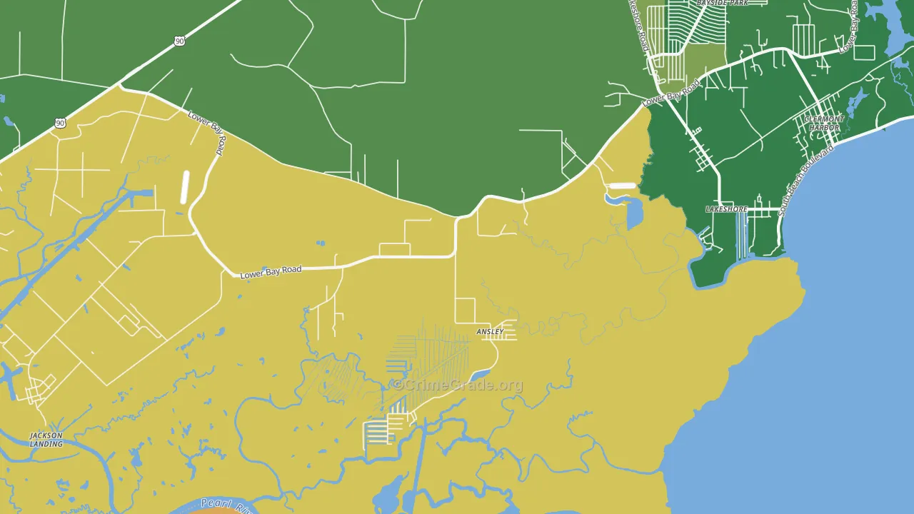 Lakeshore, MS Map of Assault Rates