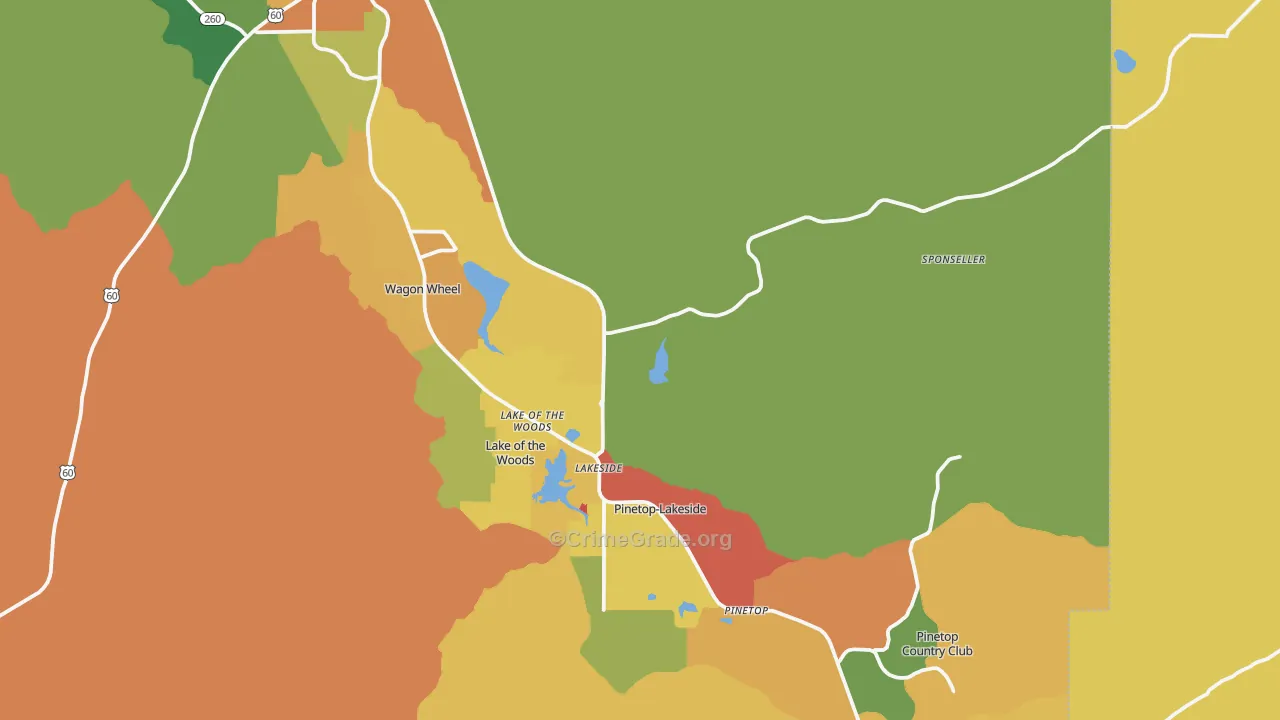Lakeside, AZ Map of Assault Rates