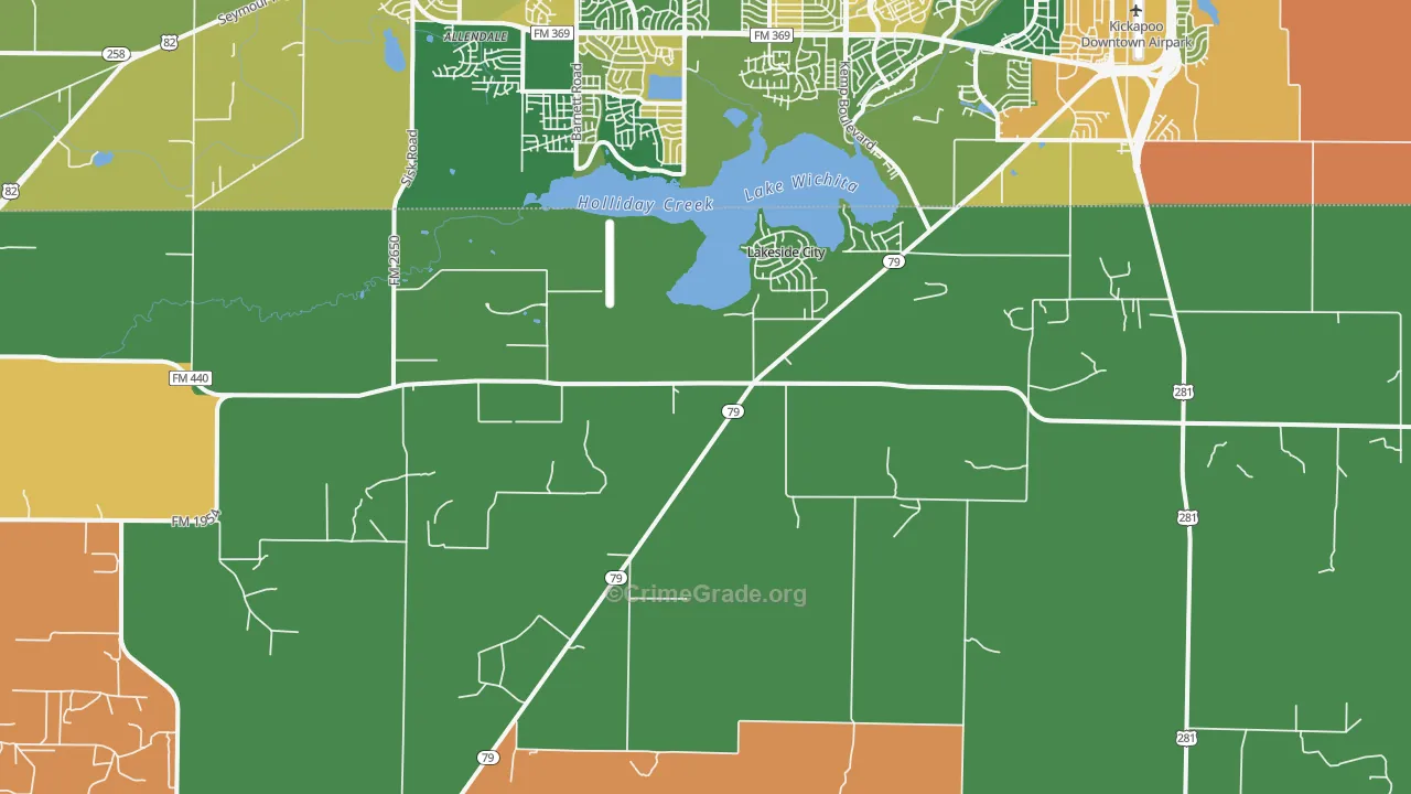 Lakeside City, TX Map of Assault Rates