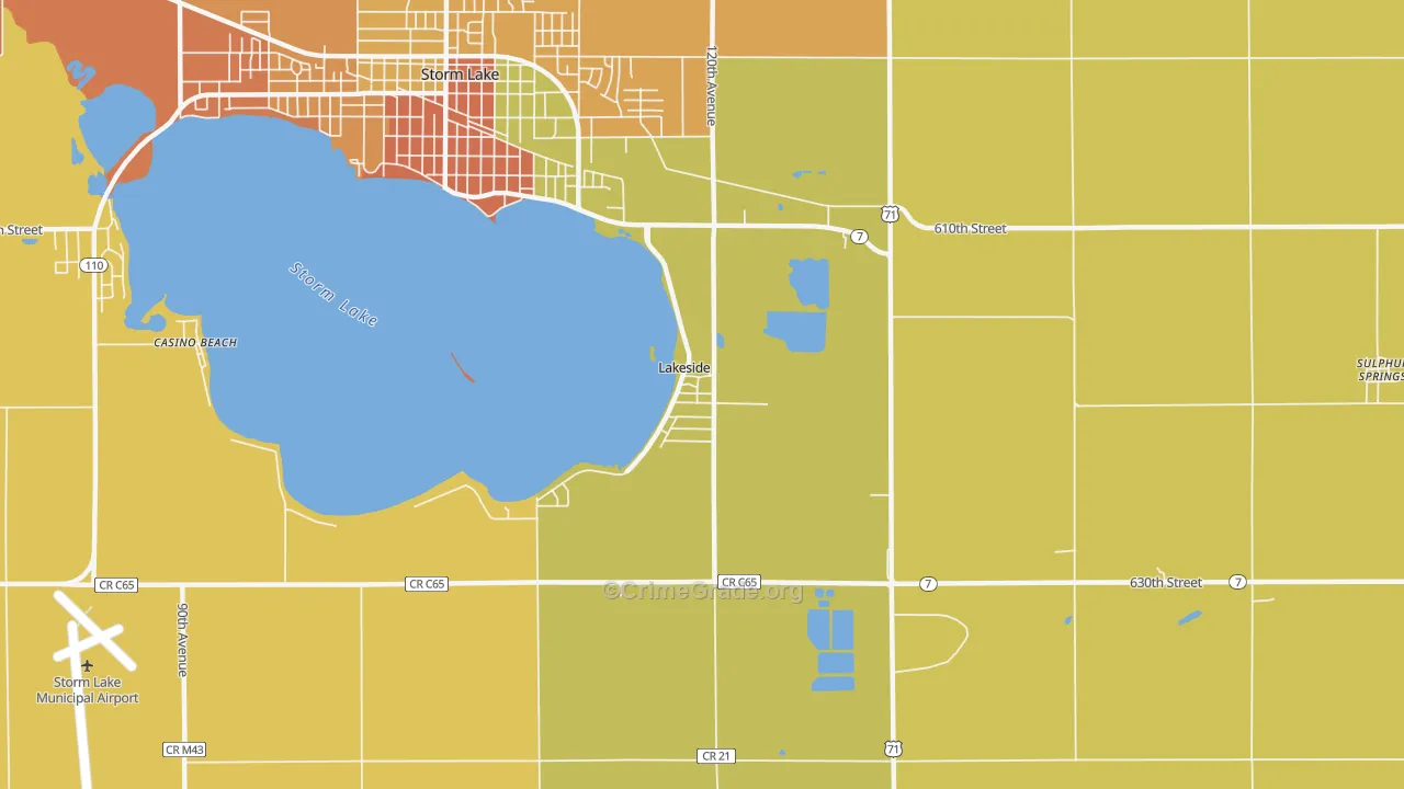 Lakeside, IA Map of Assault Rates