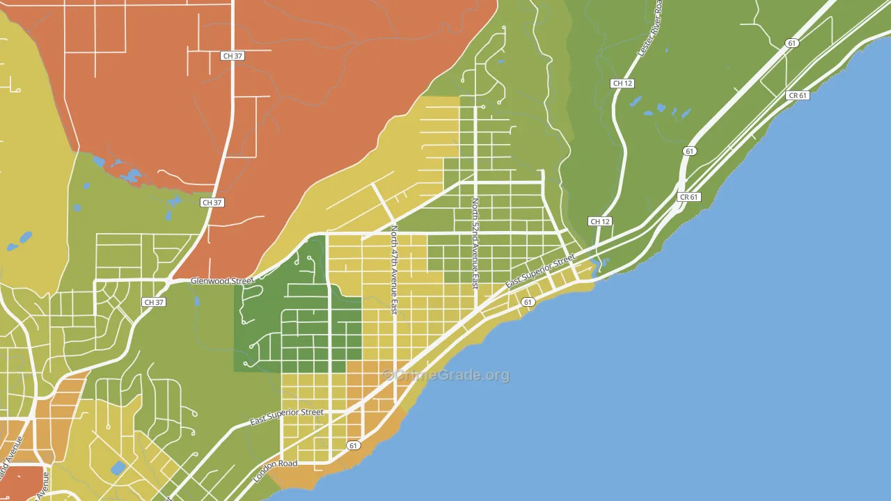 Lakeside-Lester Park, Duluth, MN Map of Assault Rates
