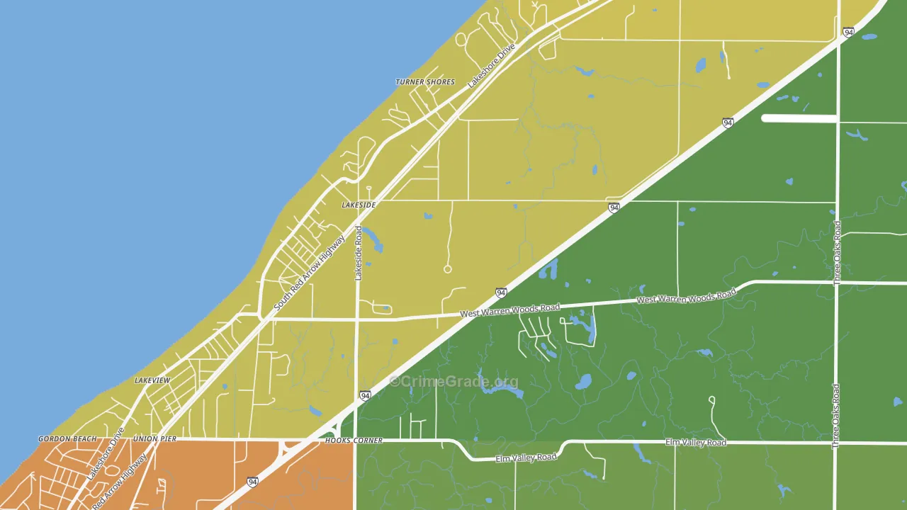 Lakeside, MI Map of Assault Rates