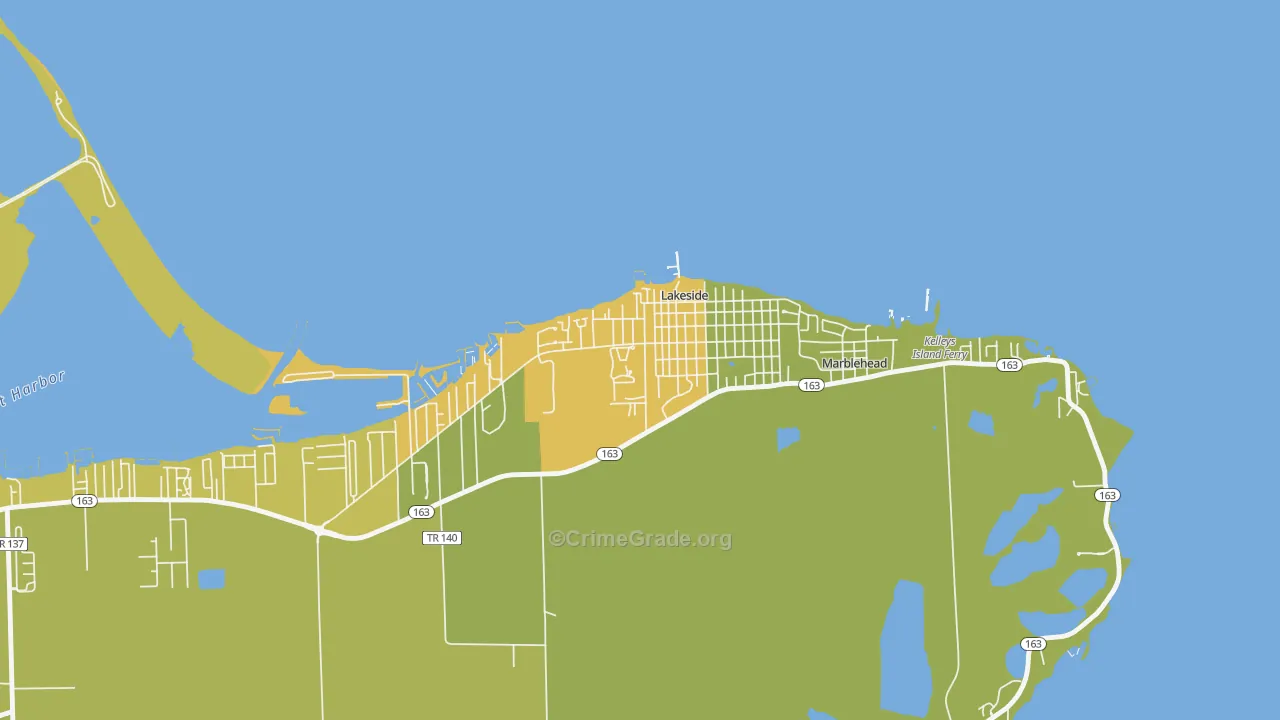 Lakeside, OH Map of Assault Rates