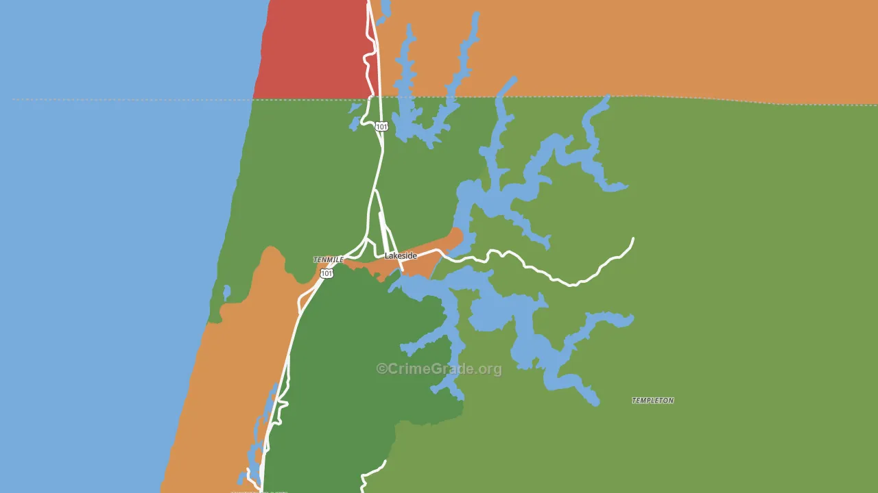Lakeside, OR Map of Assault Rates