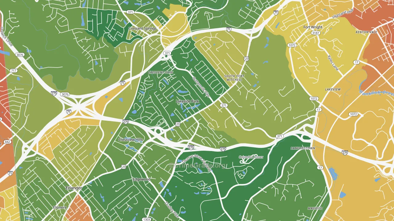 Lakeside Park, KY Map of Assault Rates