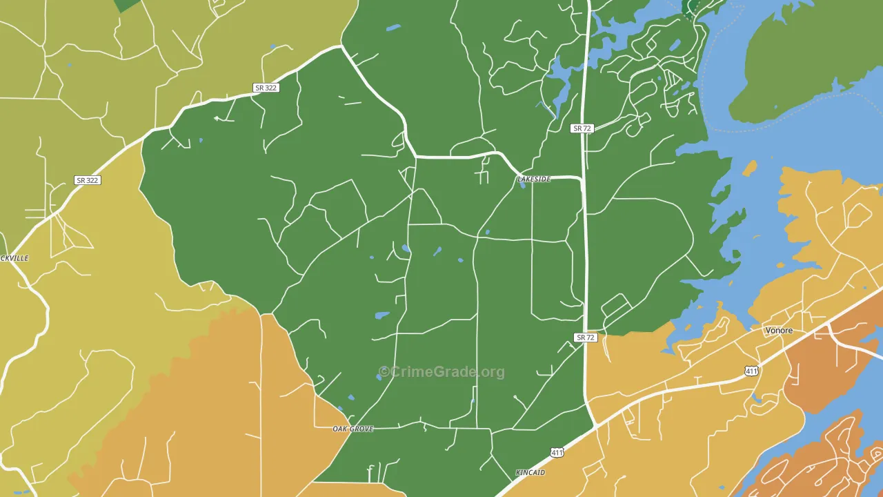 Lakeside, TN Map of Assault Rates