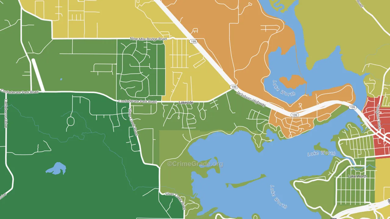 Lakeside, TX Map of Assault Rates