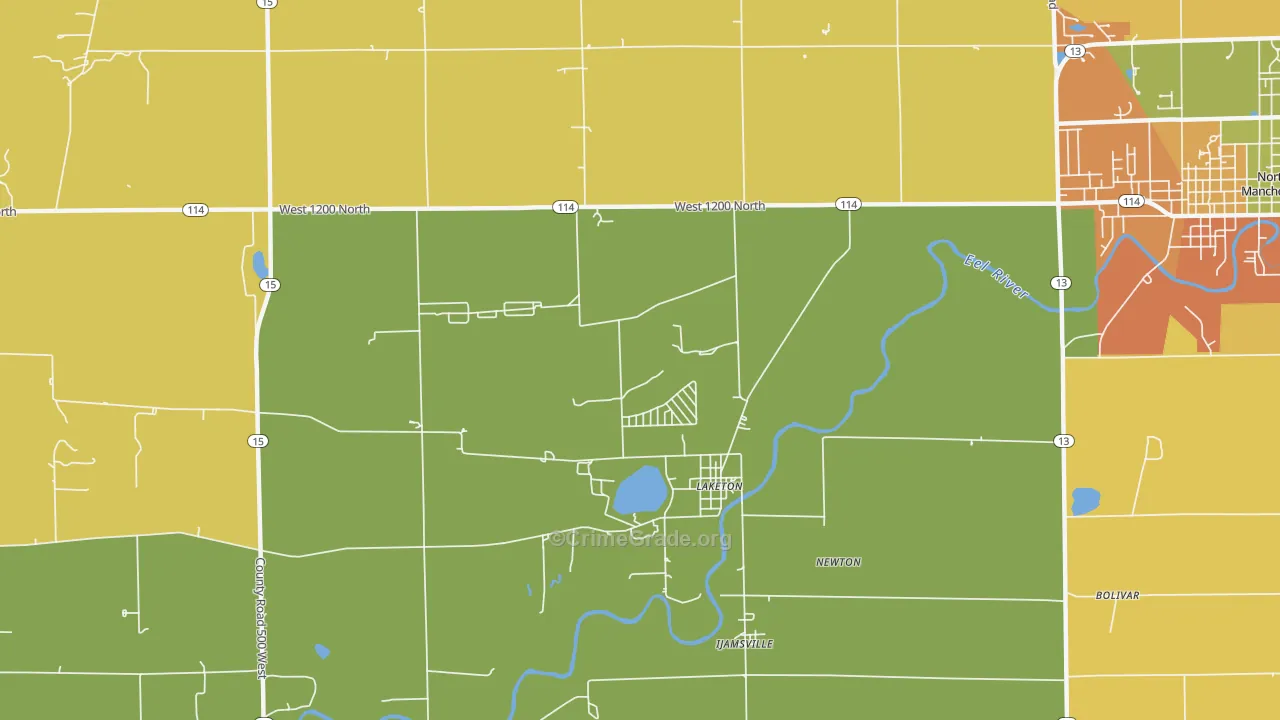Laketon, IN Map of Assault Rates