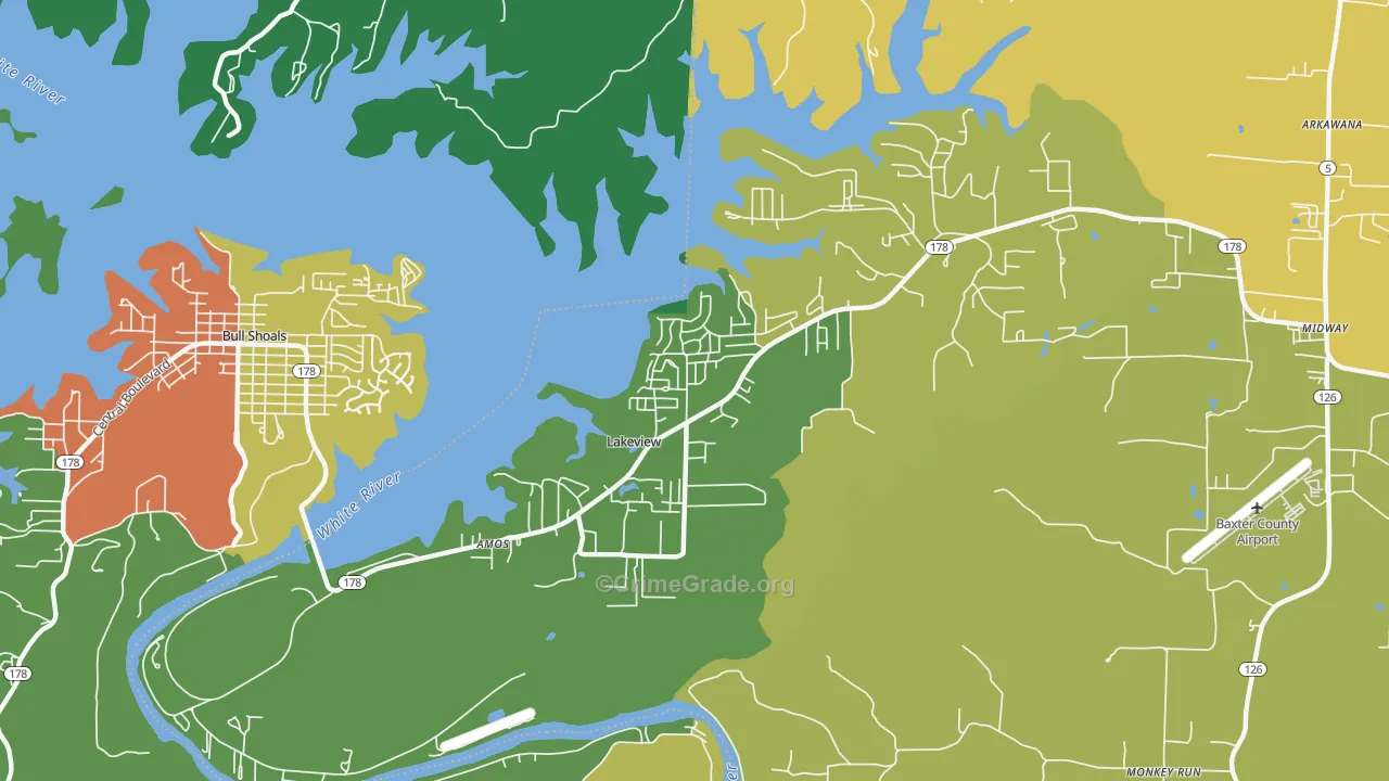 Lakeview, AR Map of Assault Rates