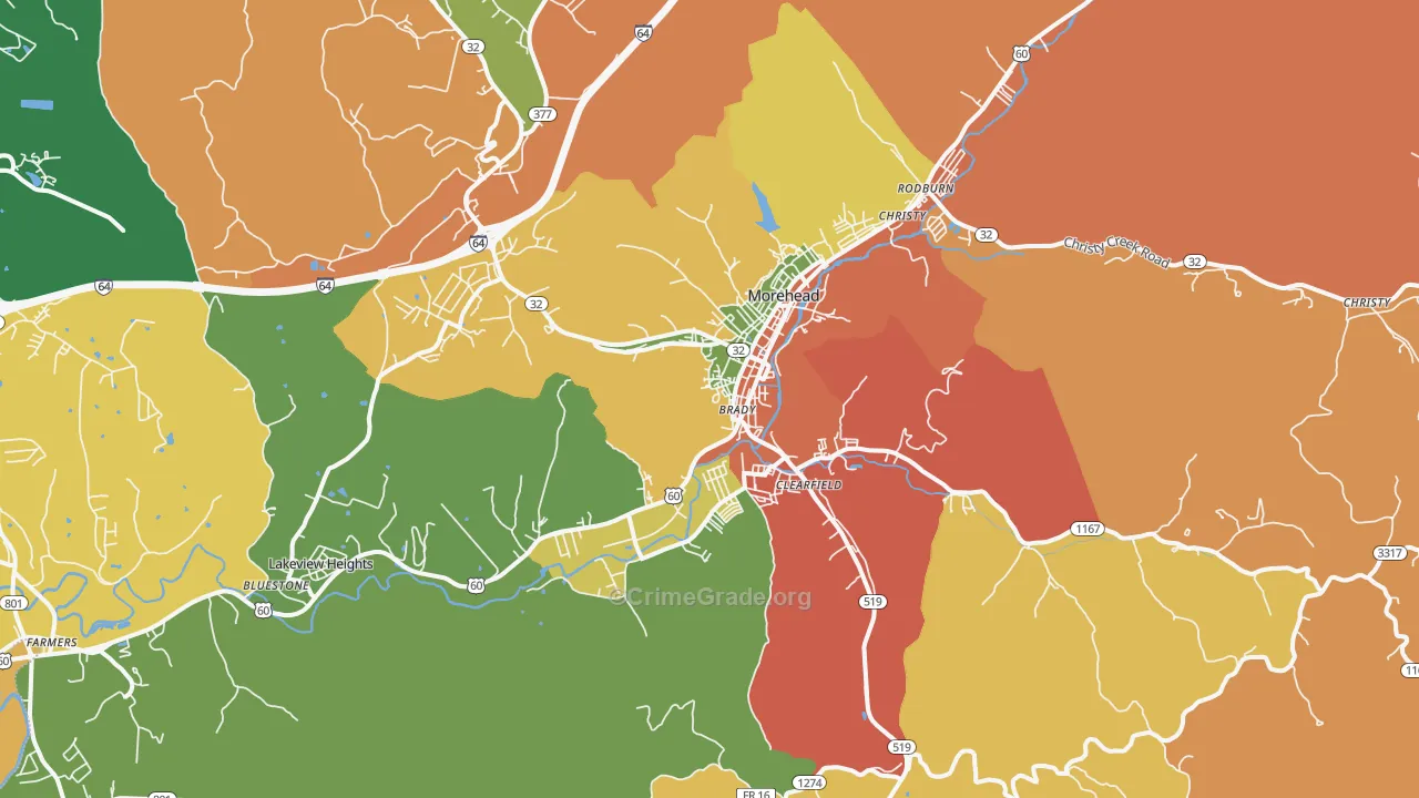 Lakeview Heights, KY Map of Assault Rates