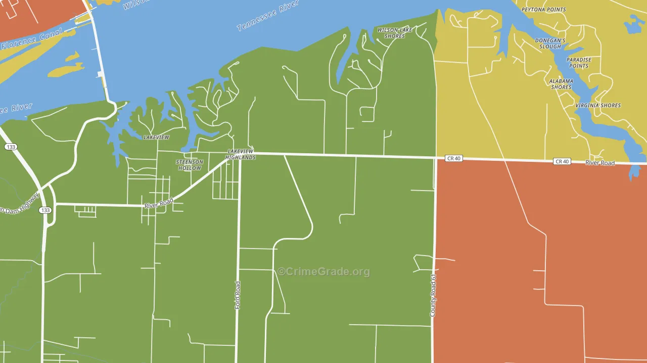 Lakeview Highlands, AL Map of Assault Rates