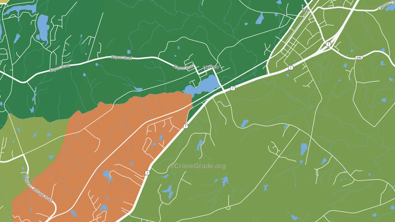 Lakeview, NC Map of Assault Rates
