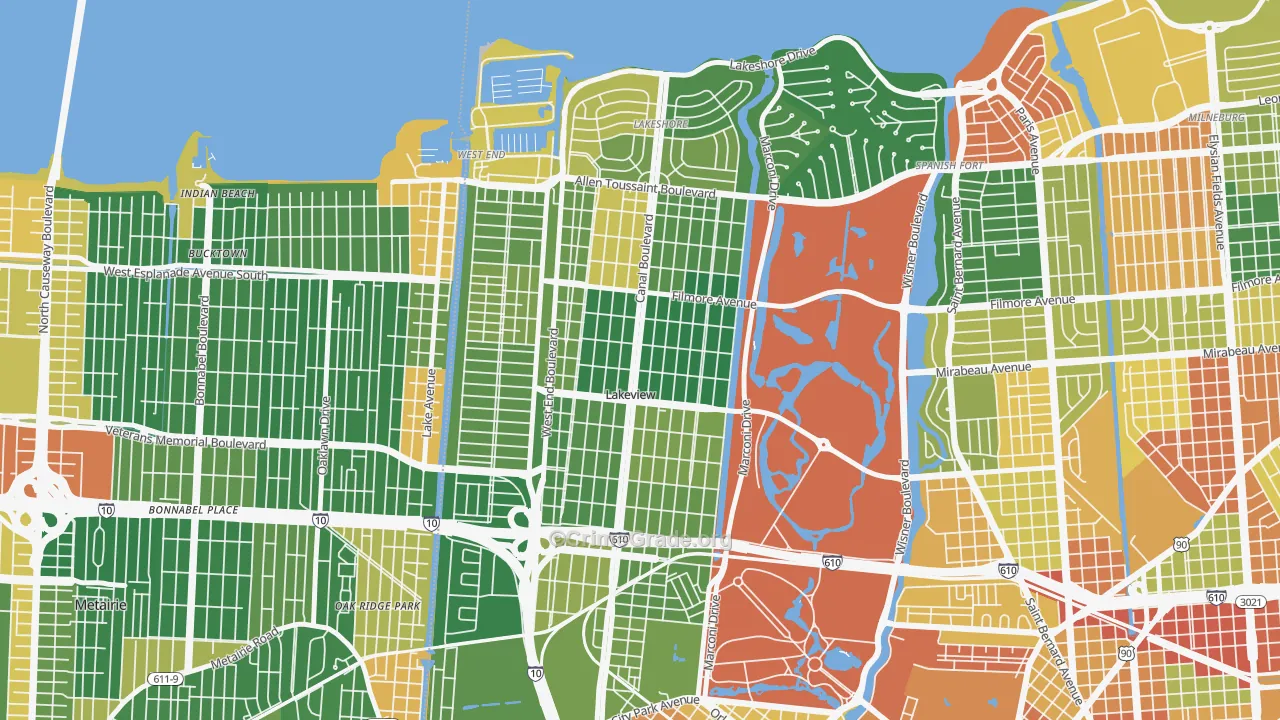 Lakeview, New Orleans, LA Map of Assault Rates