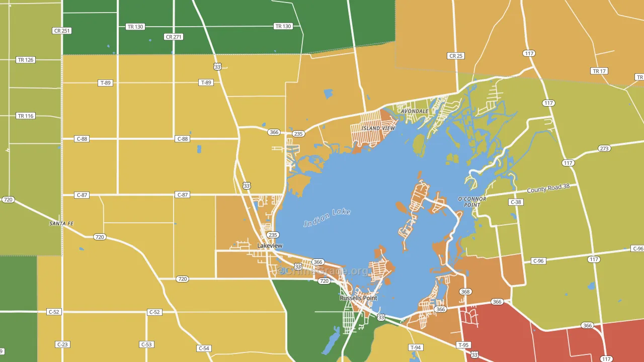 Lakeview, OH Map of Assault Rates