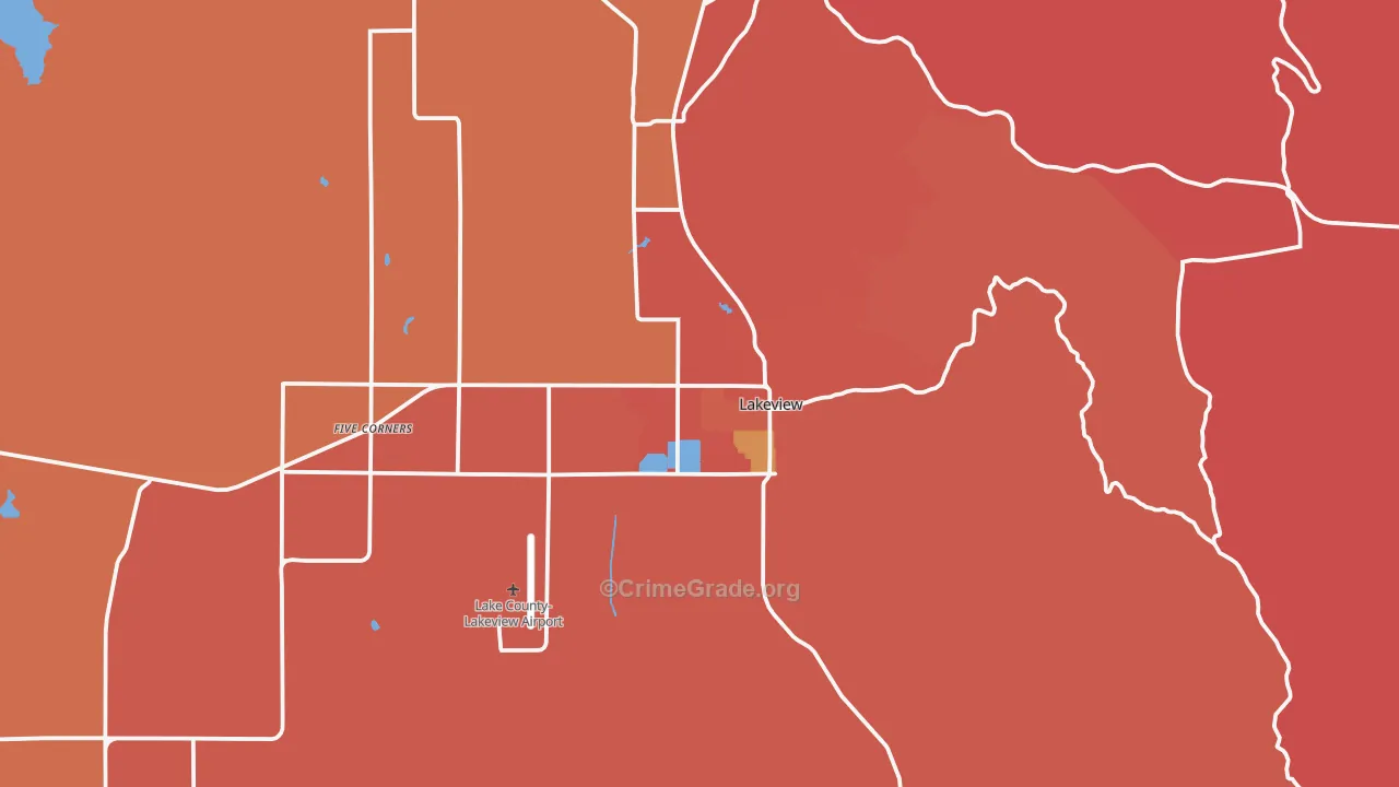 Lakeview, OR Map of Assault Rates